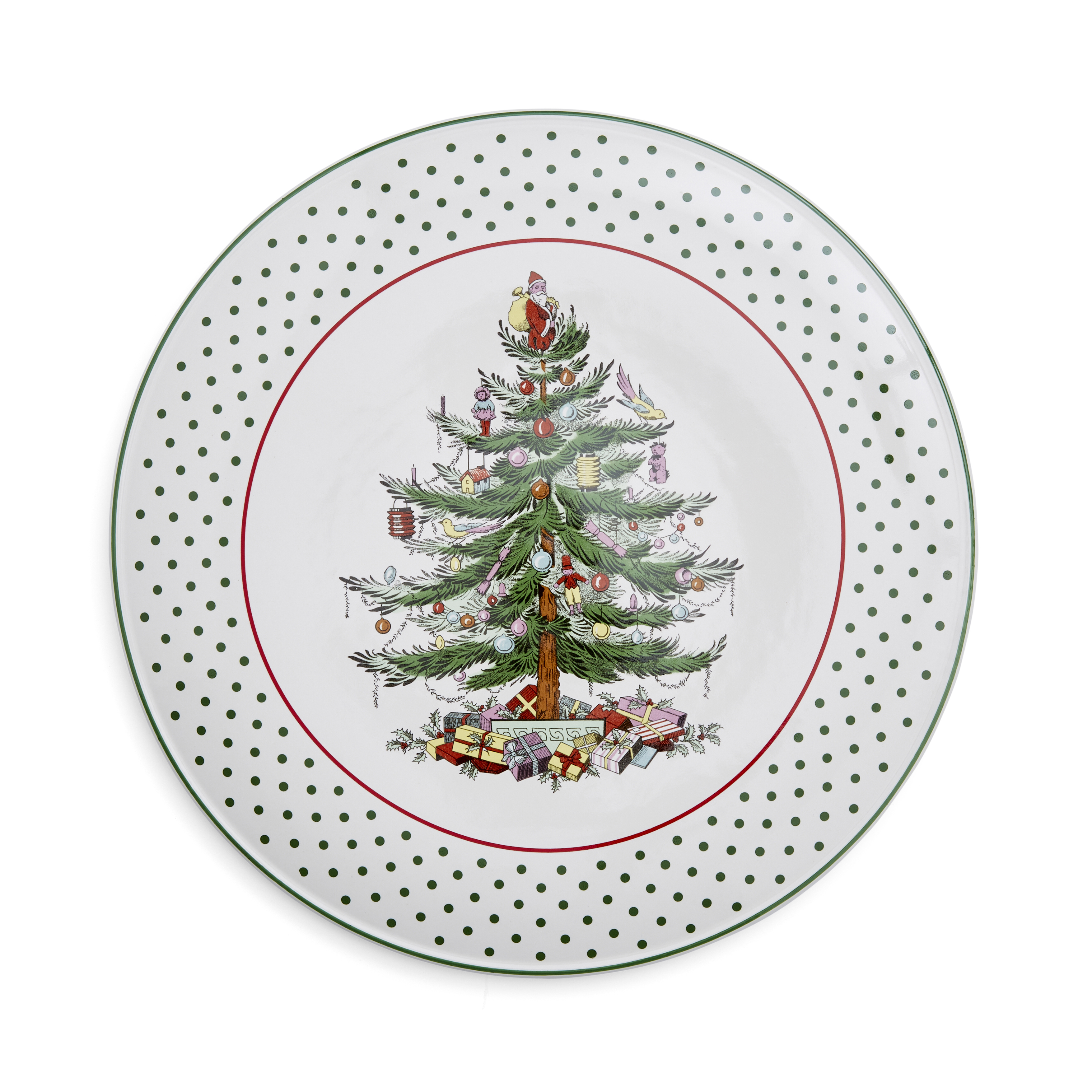 Christmas Tree Polka Dot Cake Plate image number null